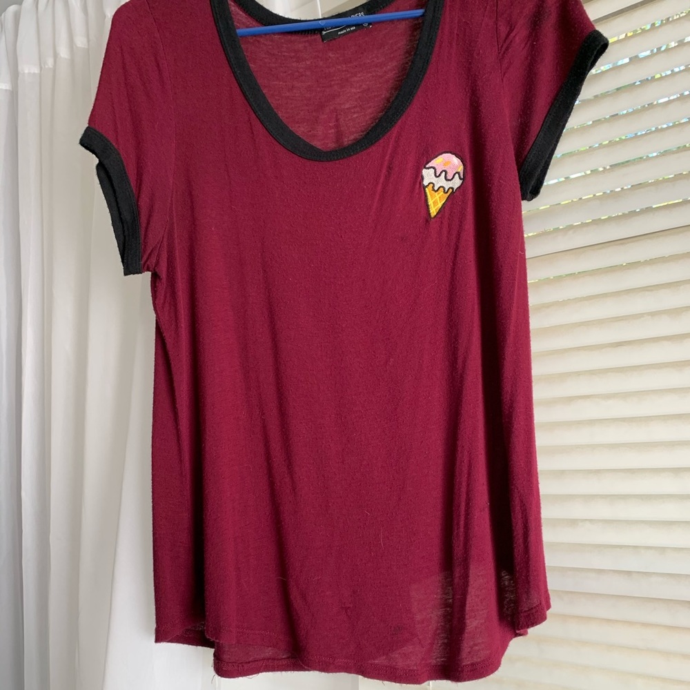 Maroon Tee with Ice Cream Graphic